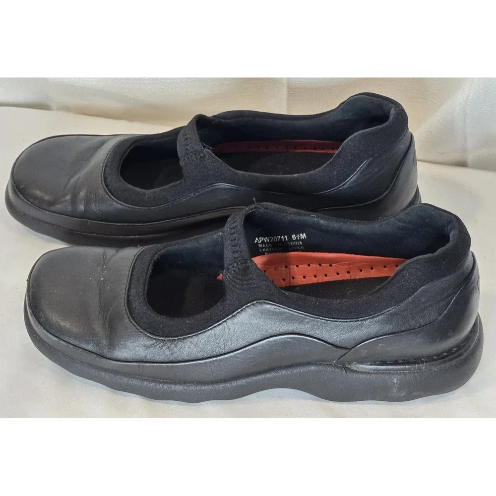Rockport Womens Black Leather Mary Jane Walking Shoes APW20711 Size 6.5 M